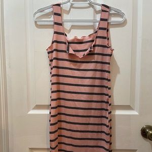 Maternity Notch Neck Striped Tanktop Dress